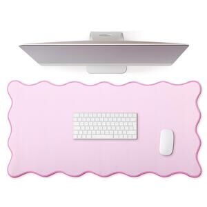HAHAFELT Cute Scalloped Desk Mat (Pink, 31.5 x 15.75 Inches) (G3-1052)